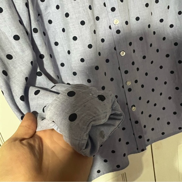 Talbots Button Up Shirt Blue Polka Dots Size 2X - Picture 6 of 8